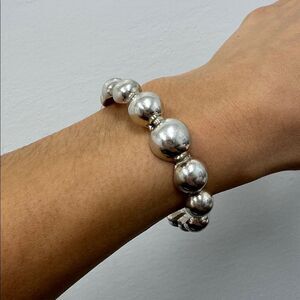 ATI Mexico 925 Sterling Silver Vintage Cuff Bubble Bobble Statement Bracelet